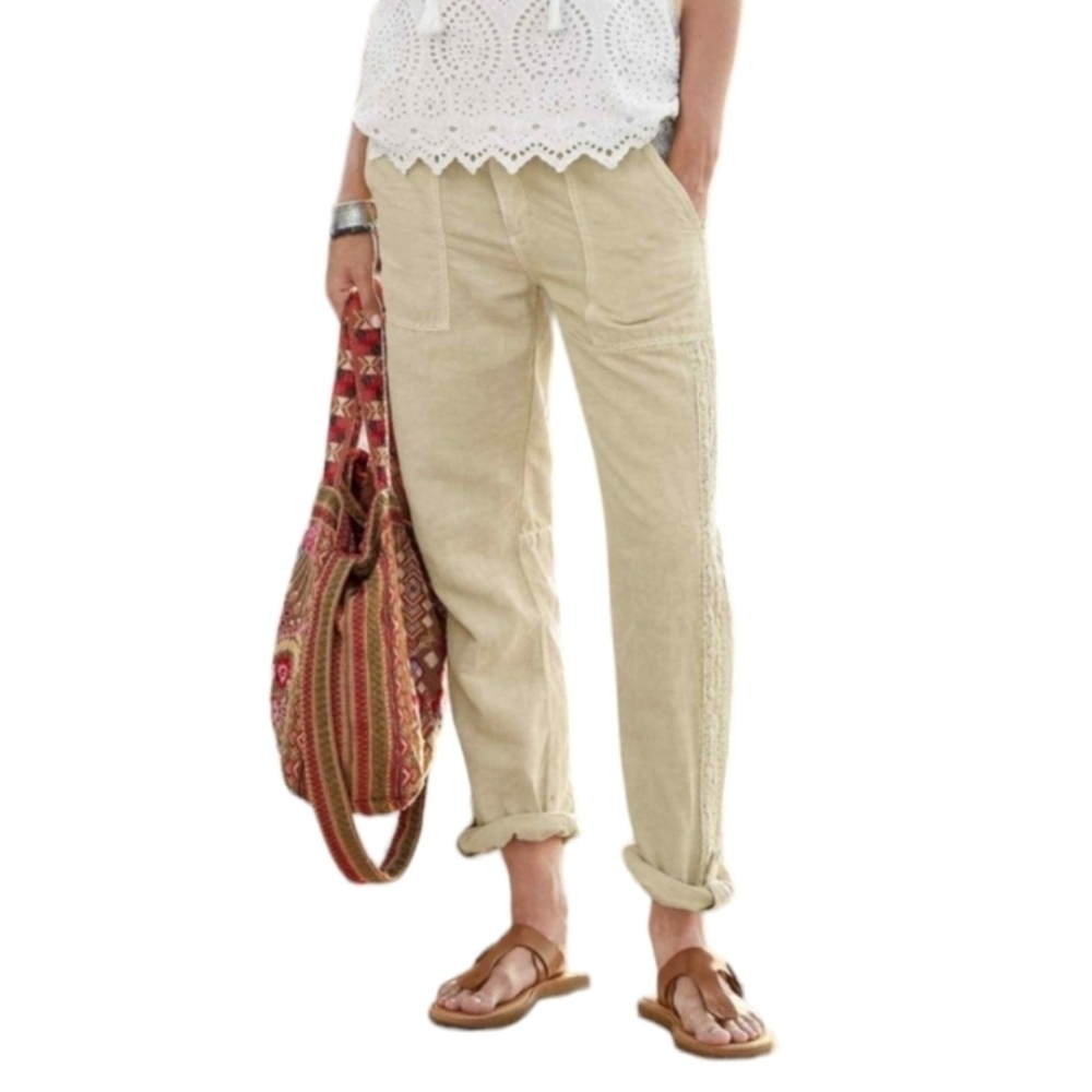 🌻Sundance Linen blend organia lace convertible pants size 12.